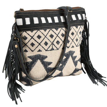 OHLAY KB352 Cross Body Upcycled Wool Upcycled Canvas Hair-On Genuine Leather women bag western handbag purse